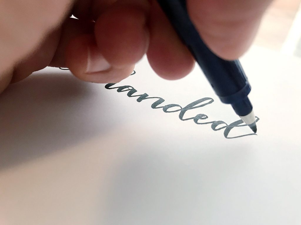 left handed brush lettering
